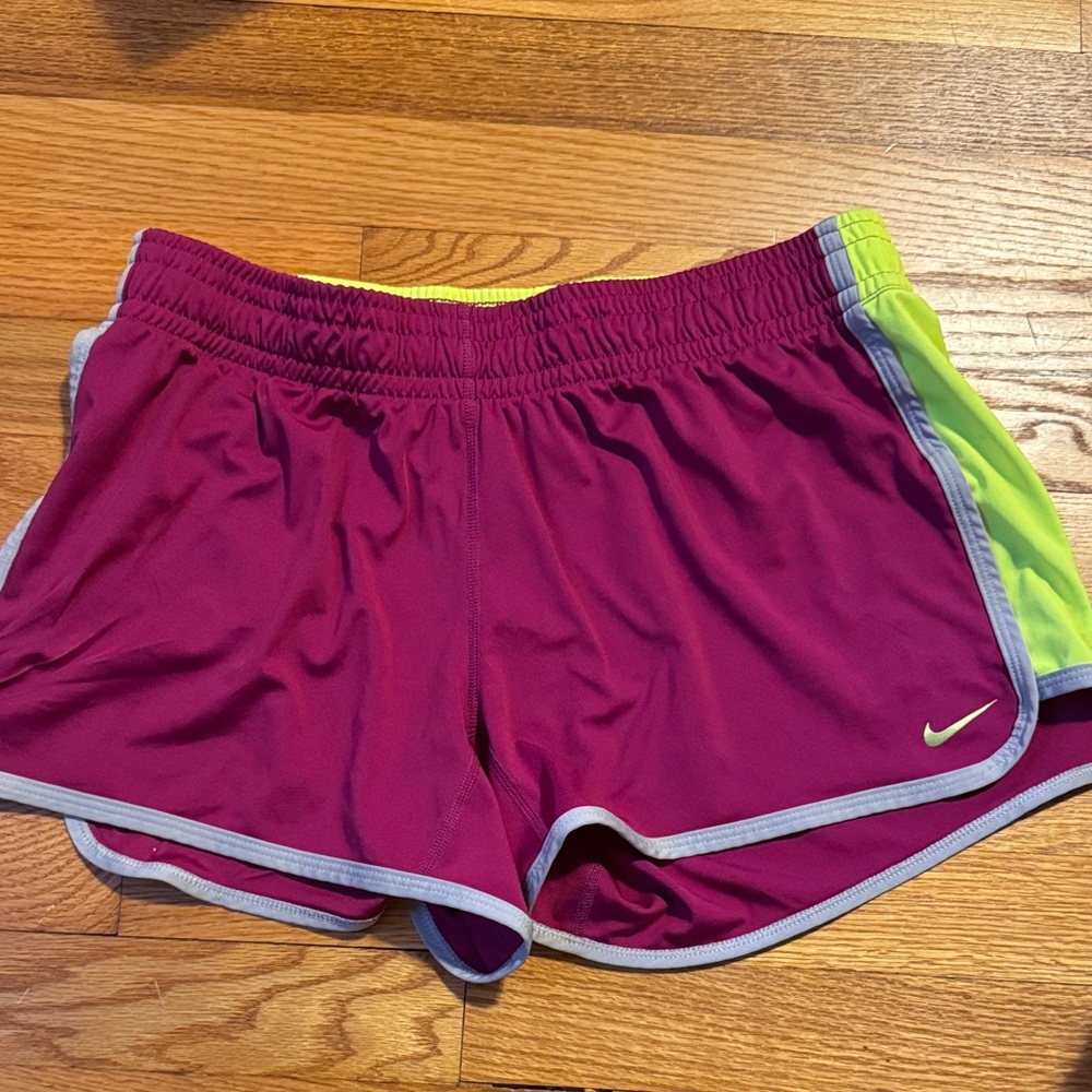 Nike Women's Magenta and Lime Athletic Shorts